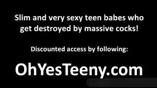 فتحة شرج المراهقة الصغيرة المثالية تُضرب بقضيب سميك